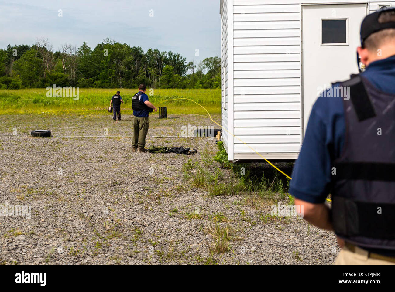 An officer of the New York City Police Department lays out detonation