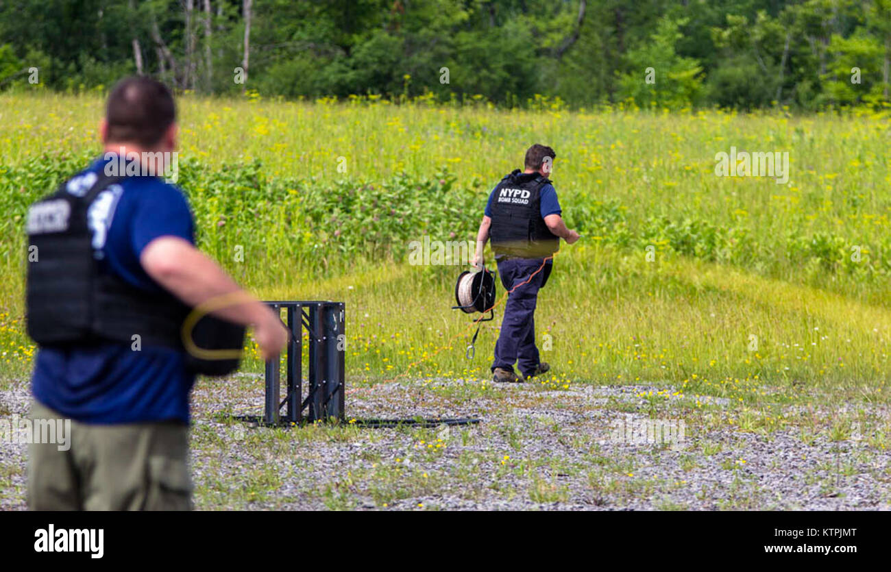 An officer of the New York City Police Department lays out detonation
