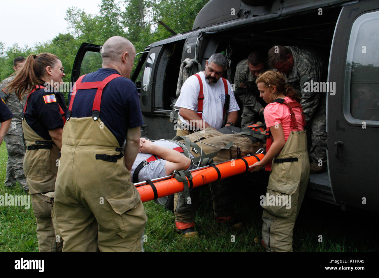 Firefighters with the West Monroe Volunteer Fire Department load a