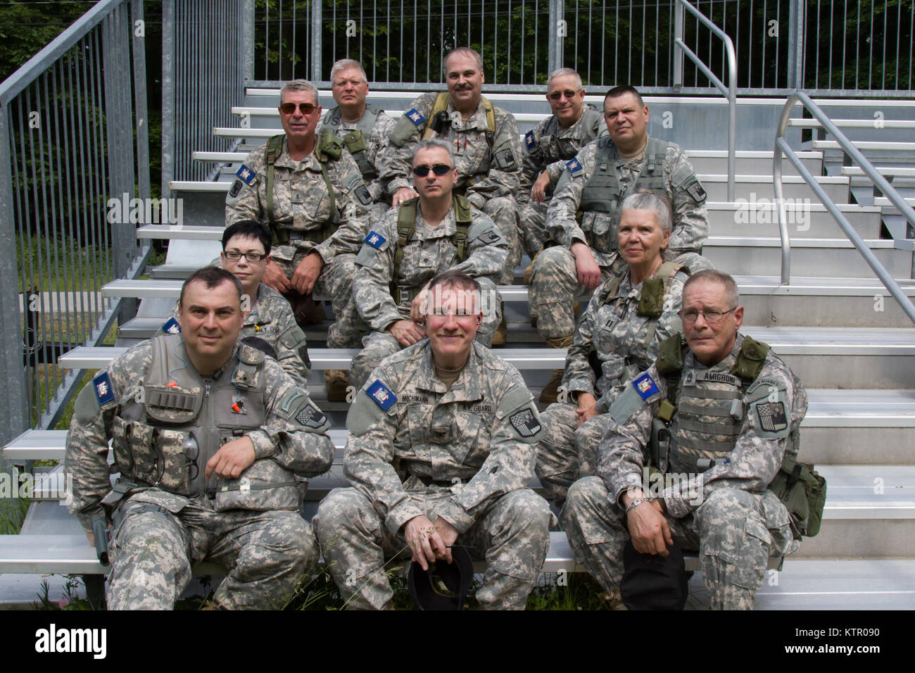 Eleven members of the New York State Guard pose for a picture during