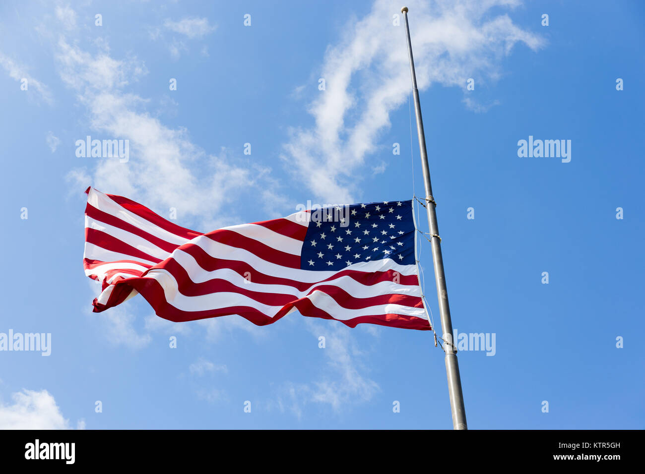 United States flag flying at a halfstaff Stock Photo Alamy