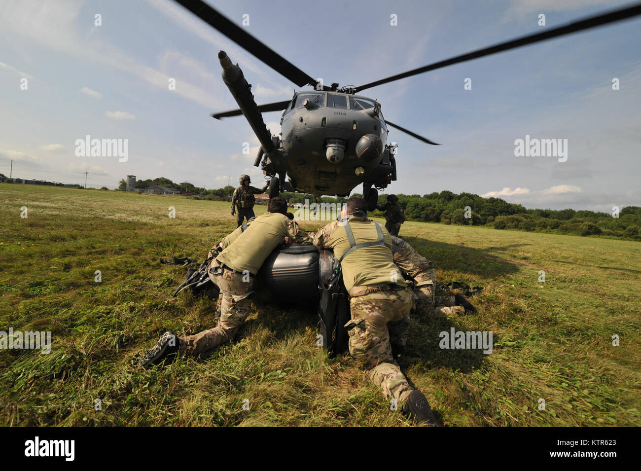 Airmen with the 101st Rescue Squadron train with soldiers from A ...