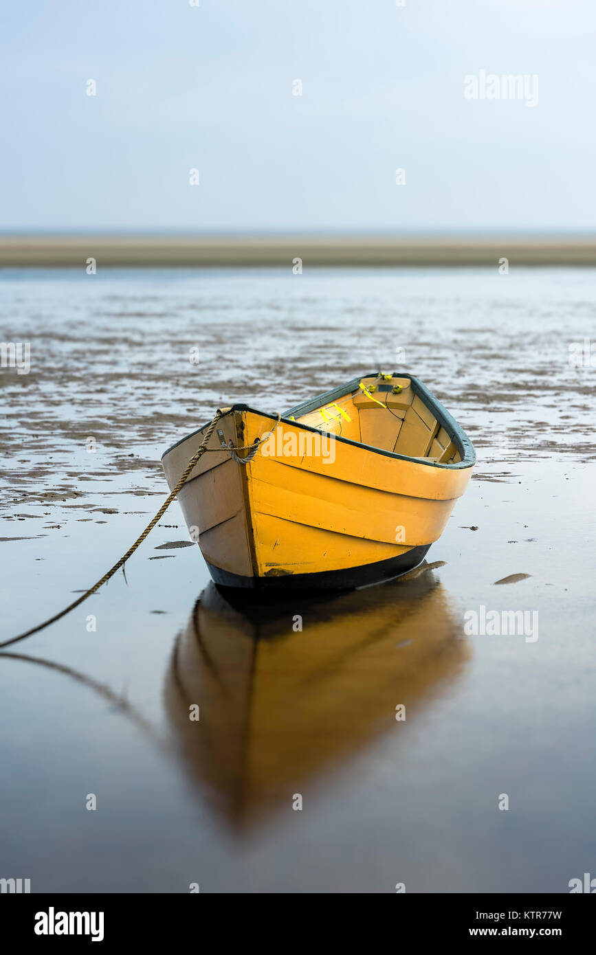 Lone dory on a overcast morning, Brewster, Cape Cod, Massachusetts, USA. Stock Photo