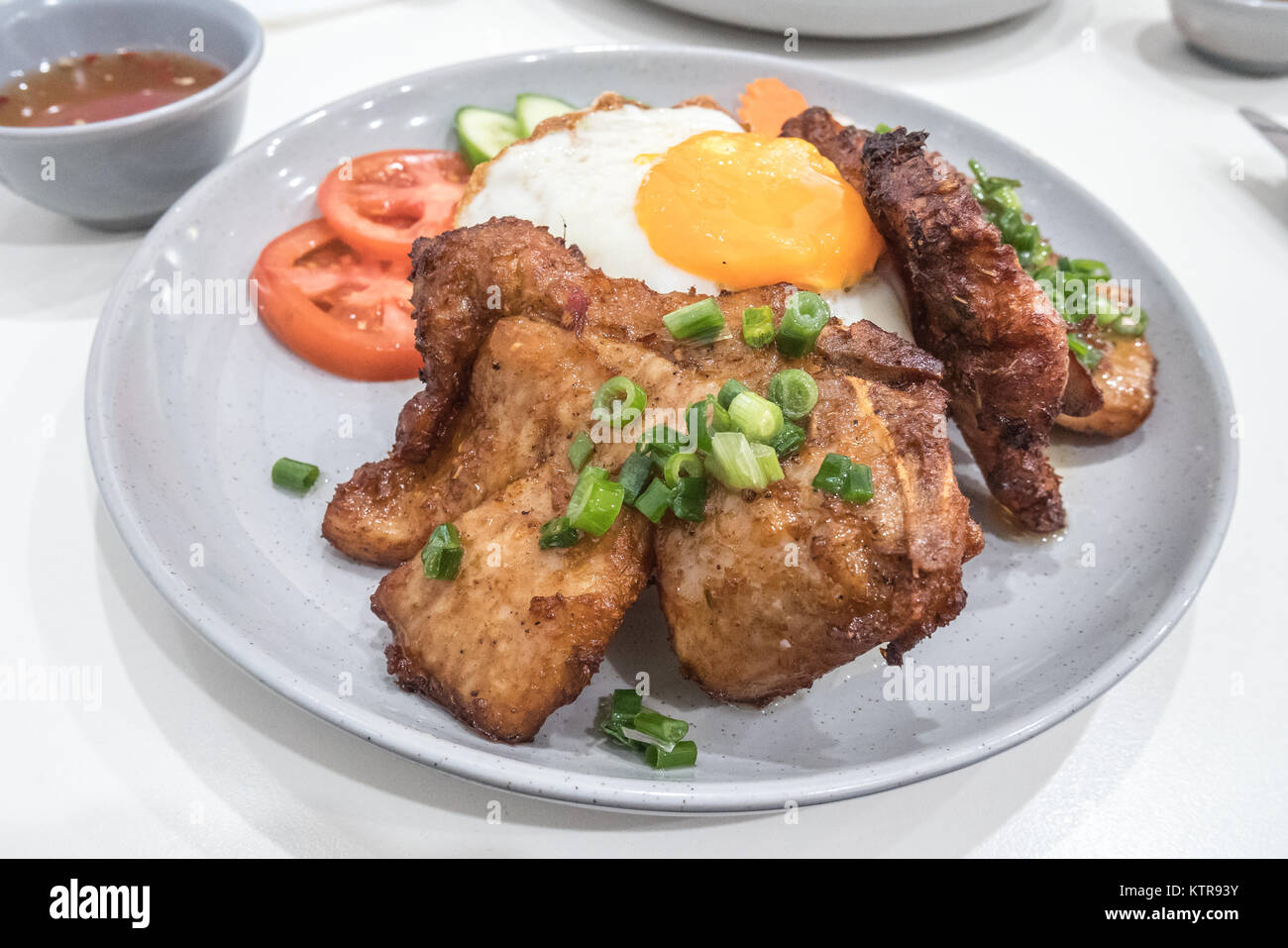 grill pork chop on rice vietnamemse cuisine Stock Photo