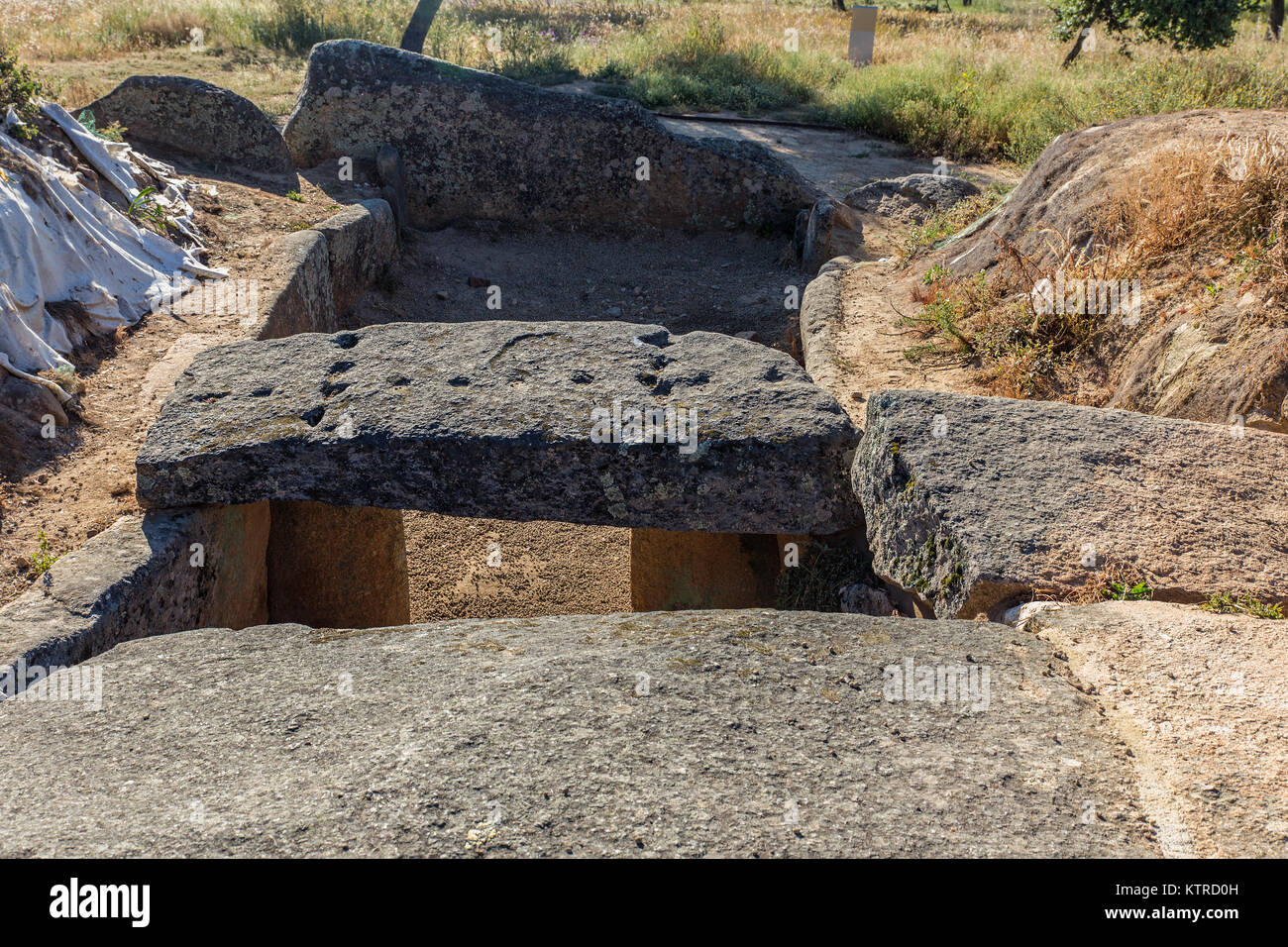 Dolmen of Lacara. Prehistoric dolmen, located in Extremadura. Spain. Stock Photo