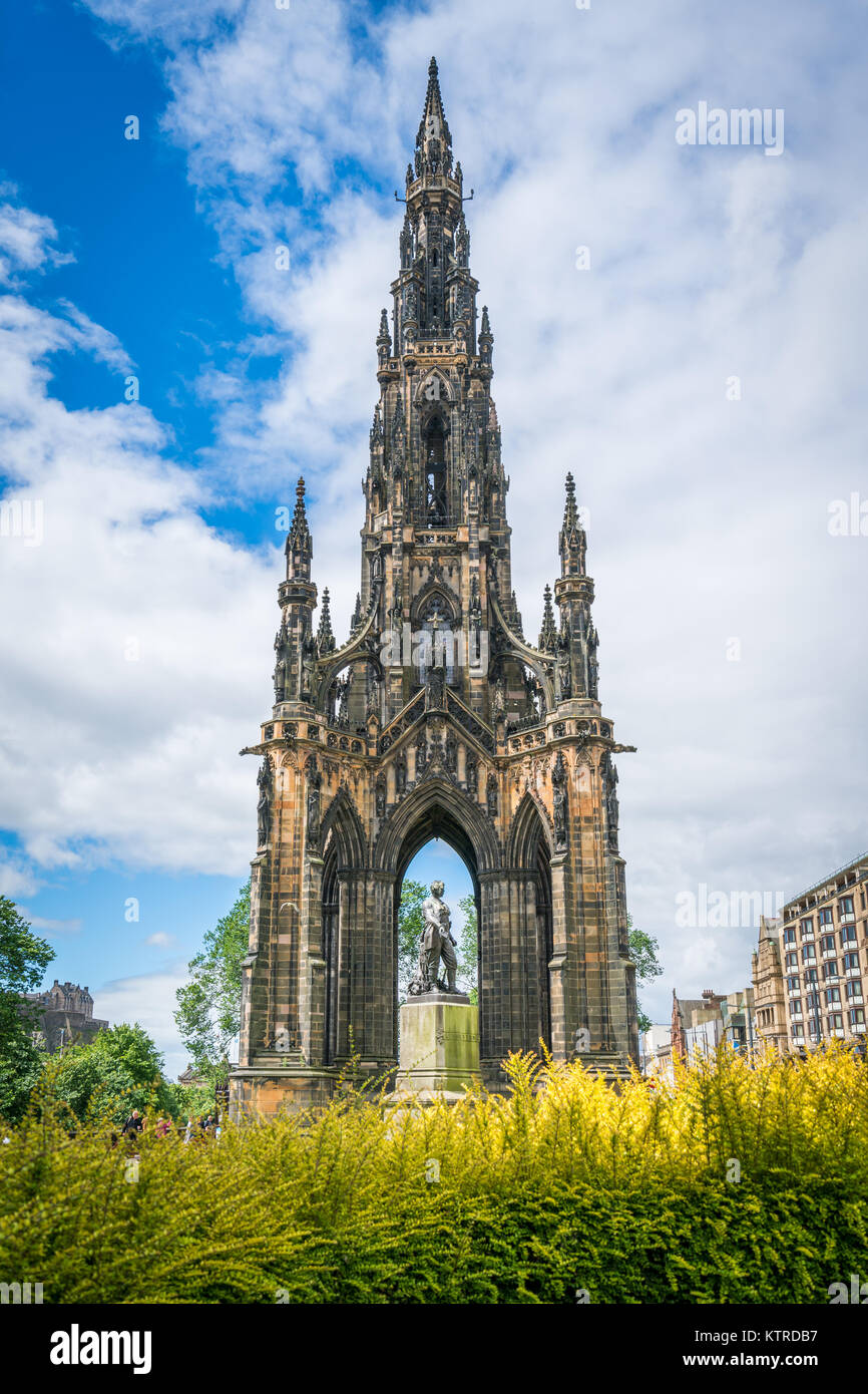 Sir Walter Scott Monument in Princes Street Gardens in Edinburgh, Scotland. Stock Photo