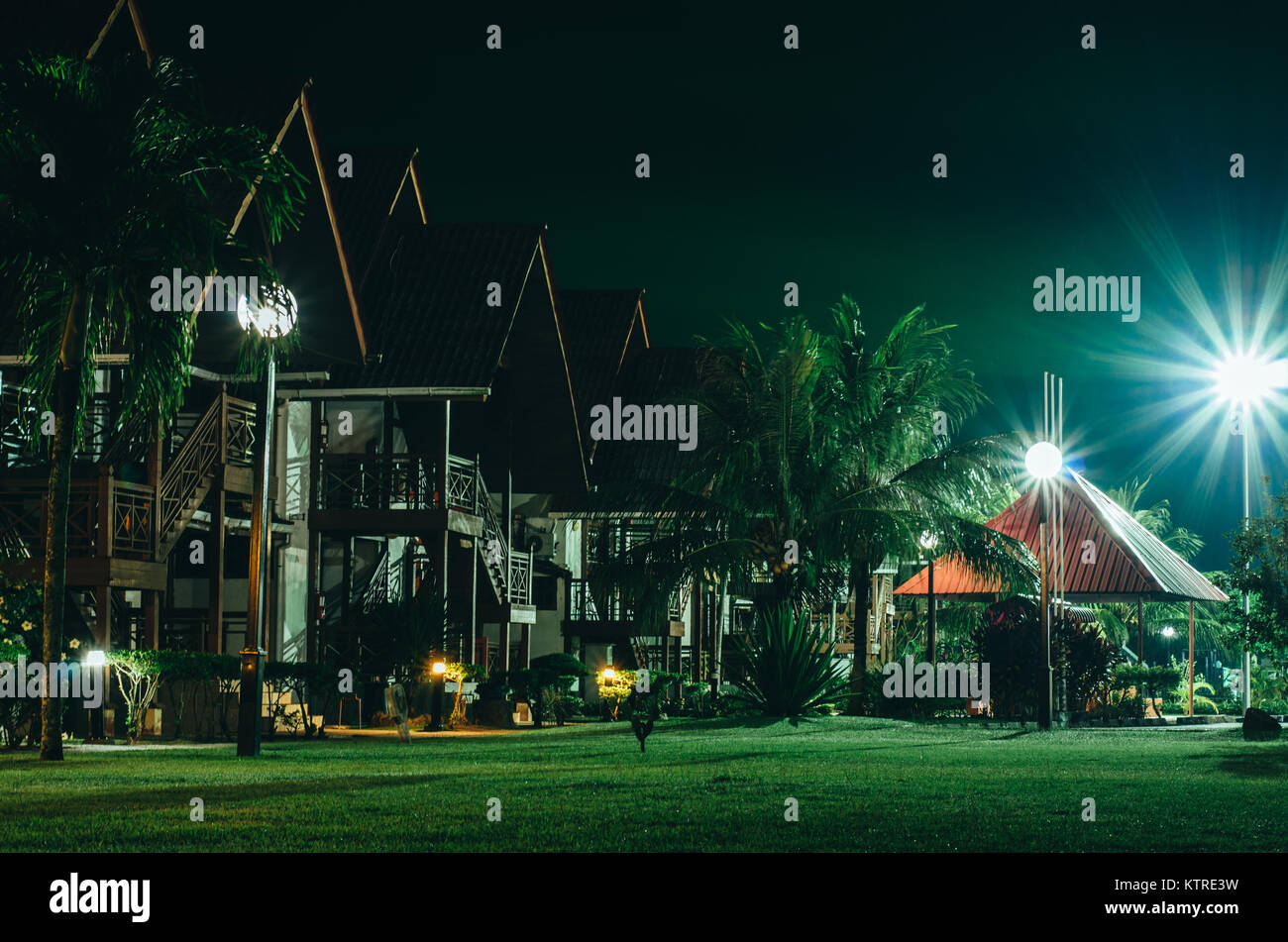 Night view of some resort during MCO period in Langkawi Island in Malaysia. Stock Photo