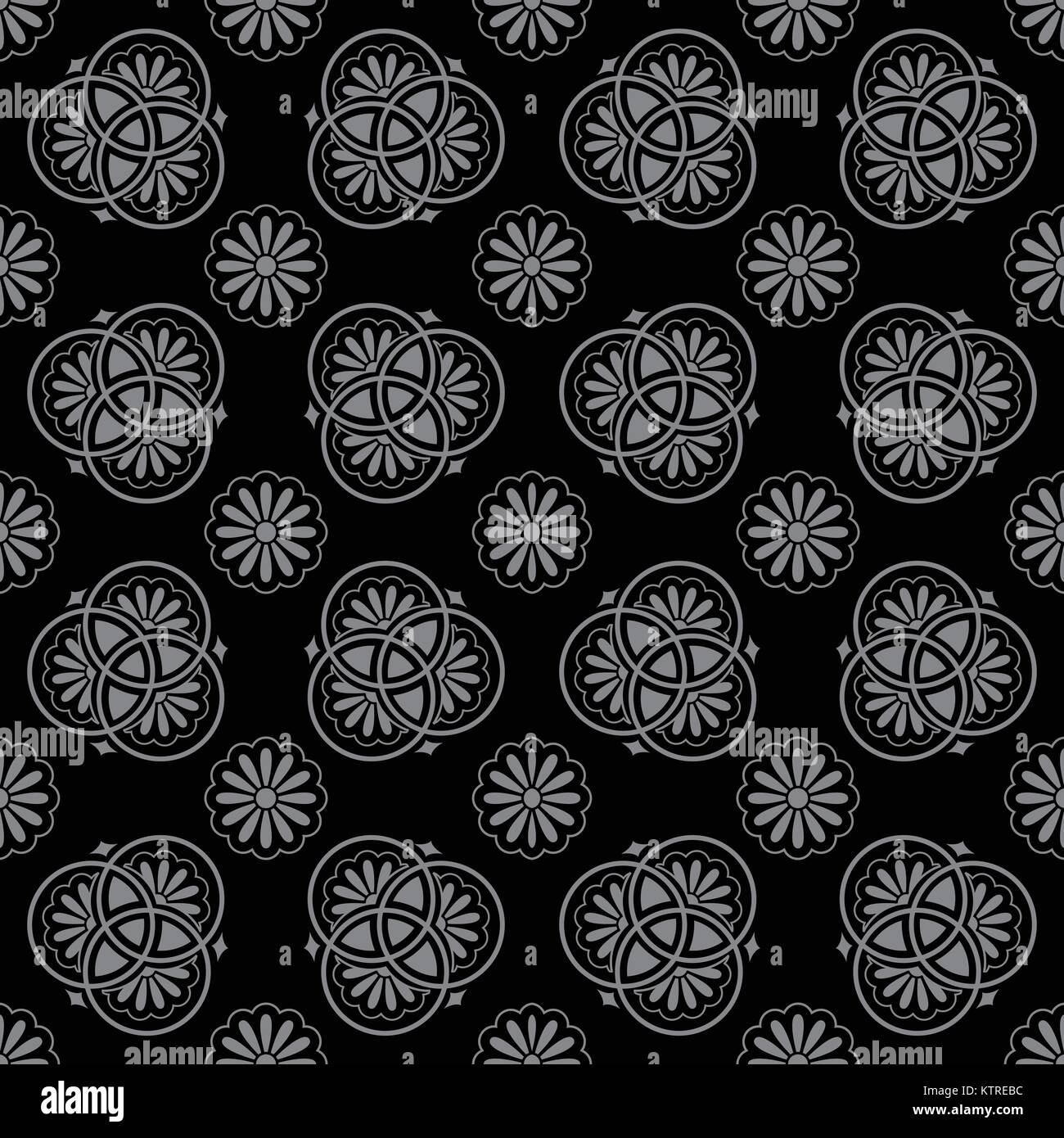 Antique seamless silver background round line flower Stock Vector Image ...