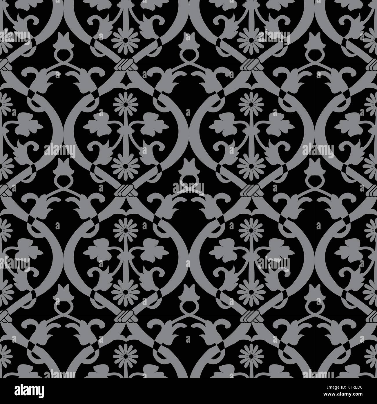 Antique seamless silver background round spiral flower leaf vine Stock ...