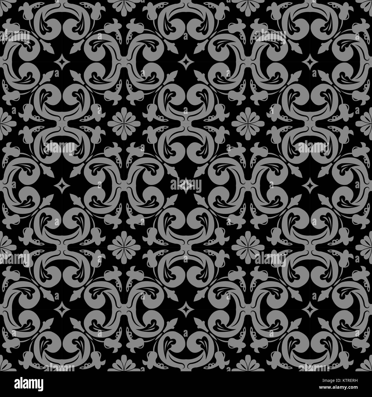Antique seamless silver background round spiral flower cross Stock ...