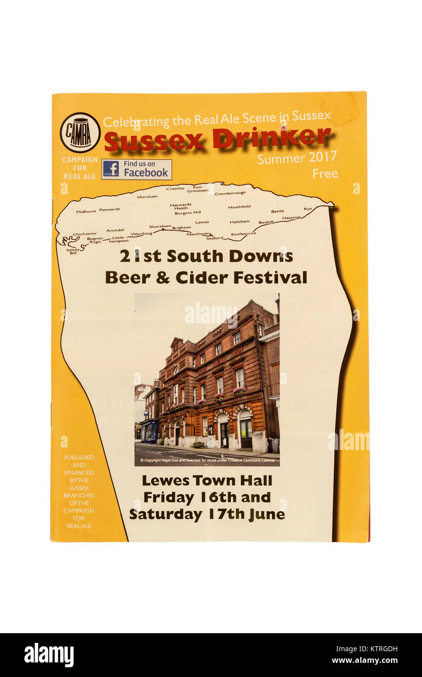 Sussex Drinker - CAMRA (Campaign for Real Ale) magazine / news pamphlet for Sussex - Summer 2017. Stock Photo