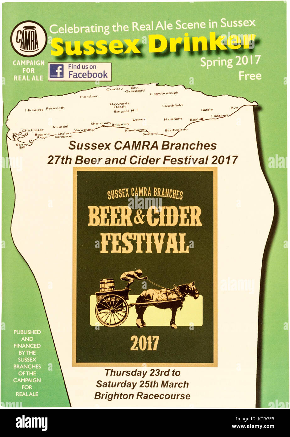 Sussex Drinker - CAMRA (Campaign for Real Ale) magazine / news pamphlet for Sussex - Spring 2017. Stock Photo