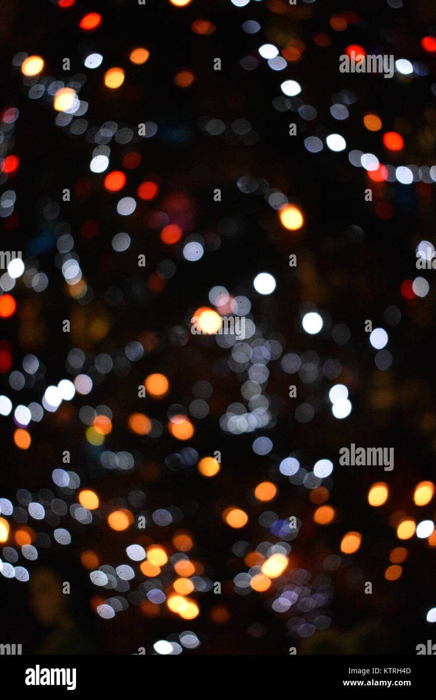 Bokeh lights on a Christmas tree in Belgium, Brussels Stock Photo