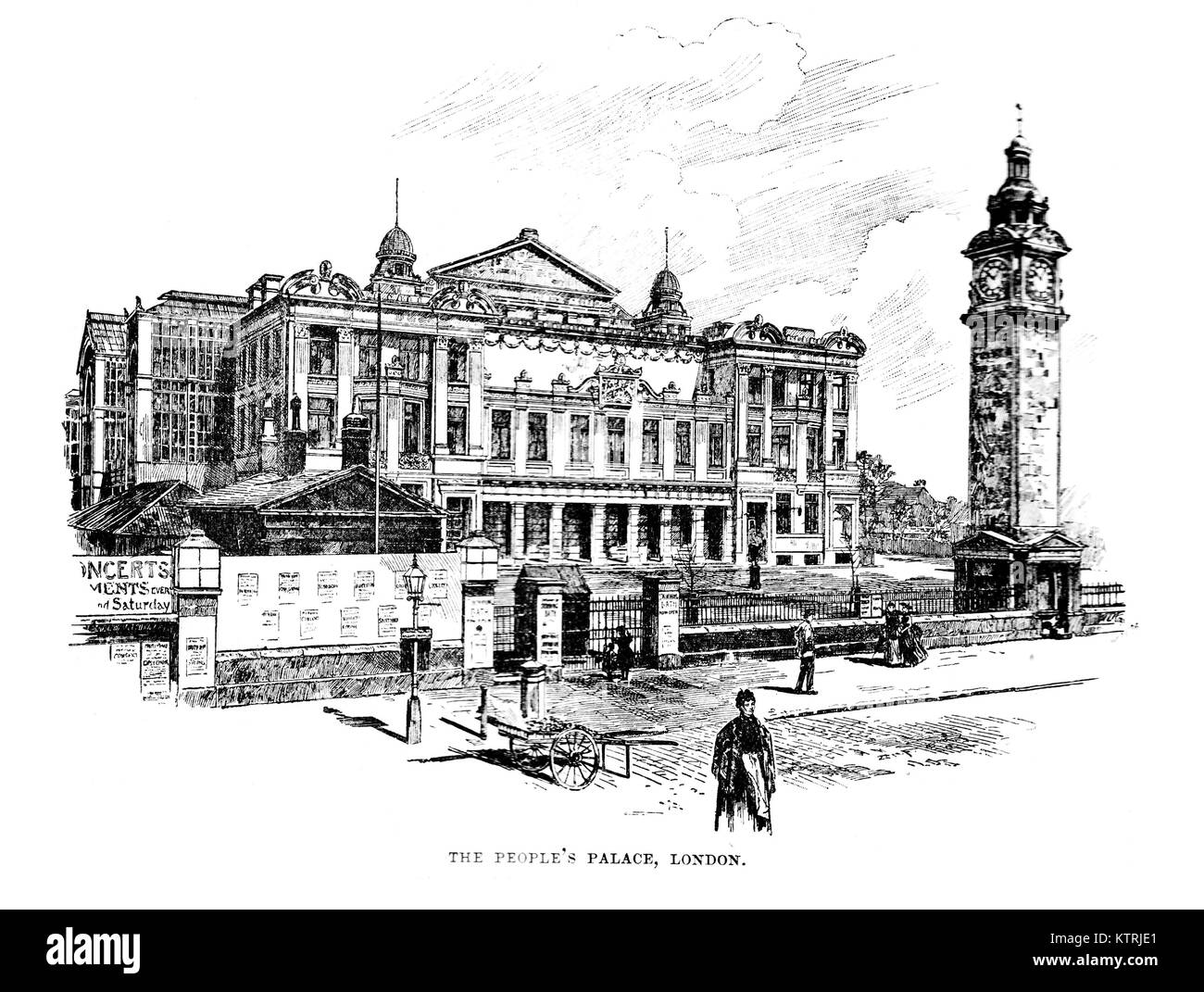 The People's Palace, now The Queen's Building (Queen Mary University of London, Whitechapel, London, 19th Century Illustration Stock Photo