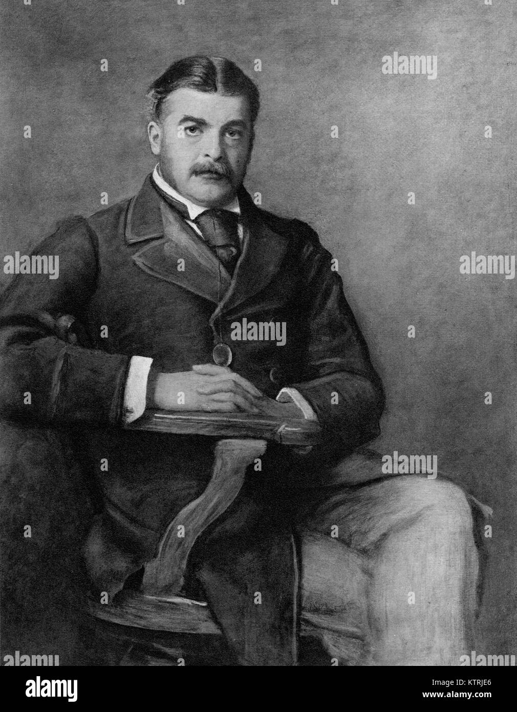 Portrait of Sir Arthur Sullivan (1888), 1842-1900, English Composer. Engraving from the painting by J E Millais Stock Photo