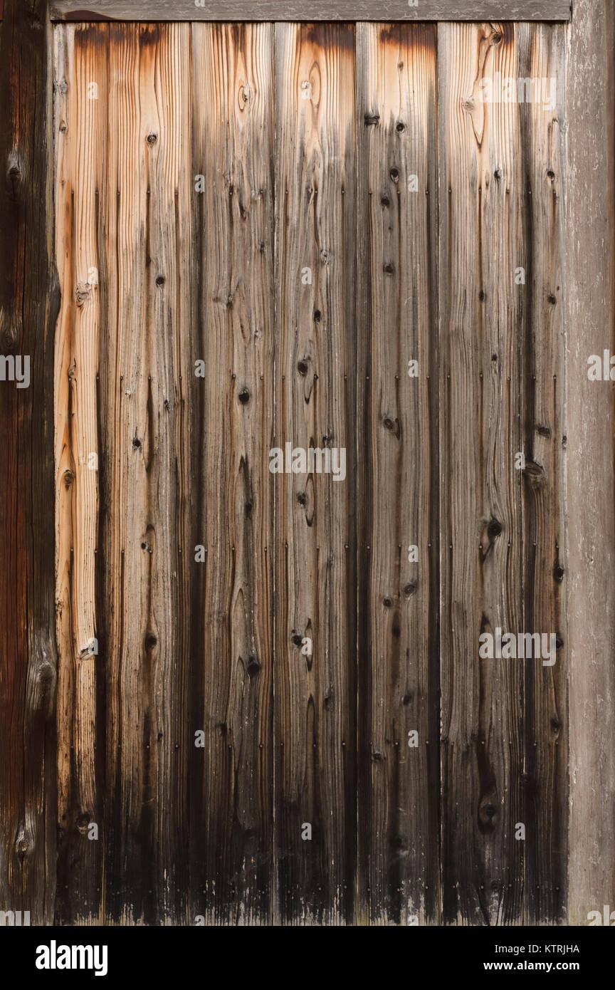 Rustic texture of faded charred cedar wood boards abstract background Stock Photo