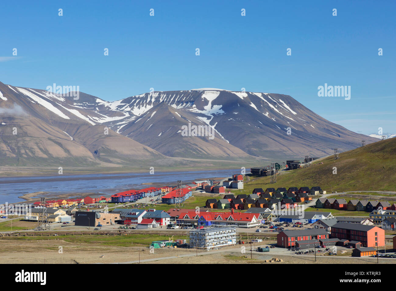 View Over The Town Longyearbyen In Summer, Svalbard / Spitsbergen Stock ...