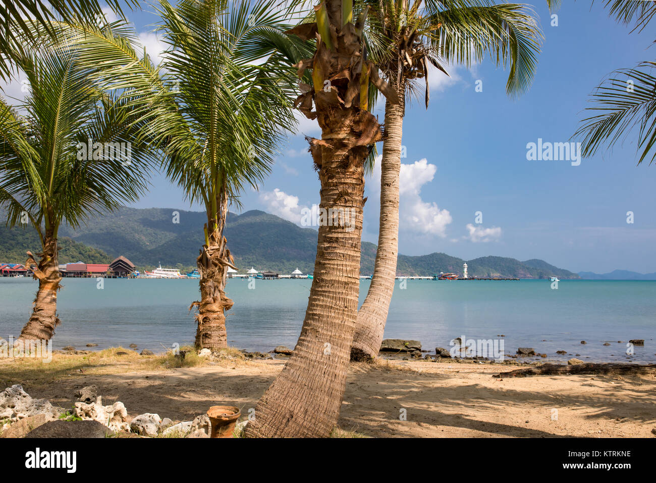 Thailand, The island Koh Chang, panoramic coast view, palms and ...