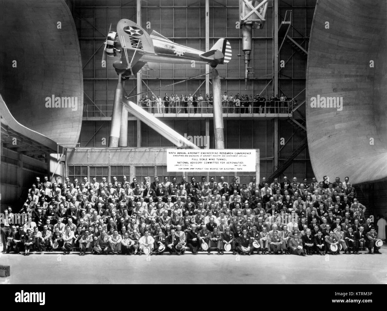 Langley's Full Scale Tunnel during the 1934 Aircraft Engineering Research Conference Stock Photo