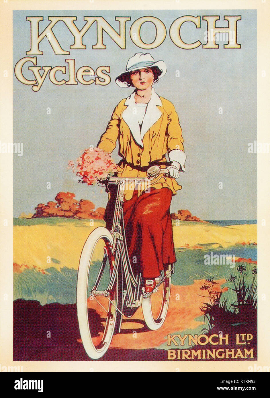 Vintage Poster card - printed during World War Ⅱ. - Showing up KYNOCH Cycles - produced by KYNOCH Ltd.Birmingham Stock Photo