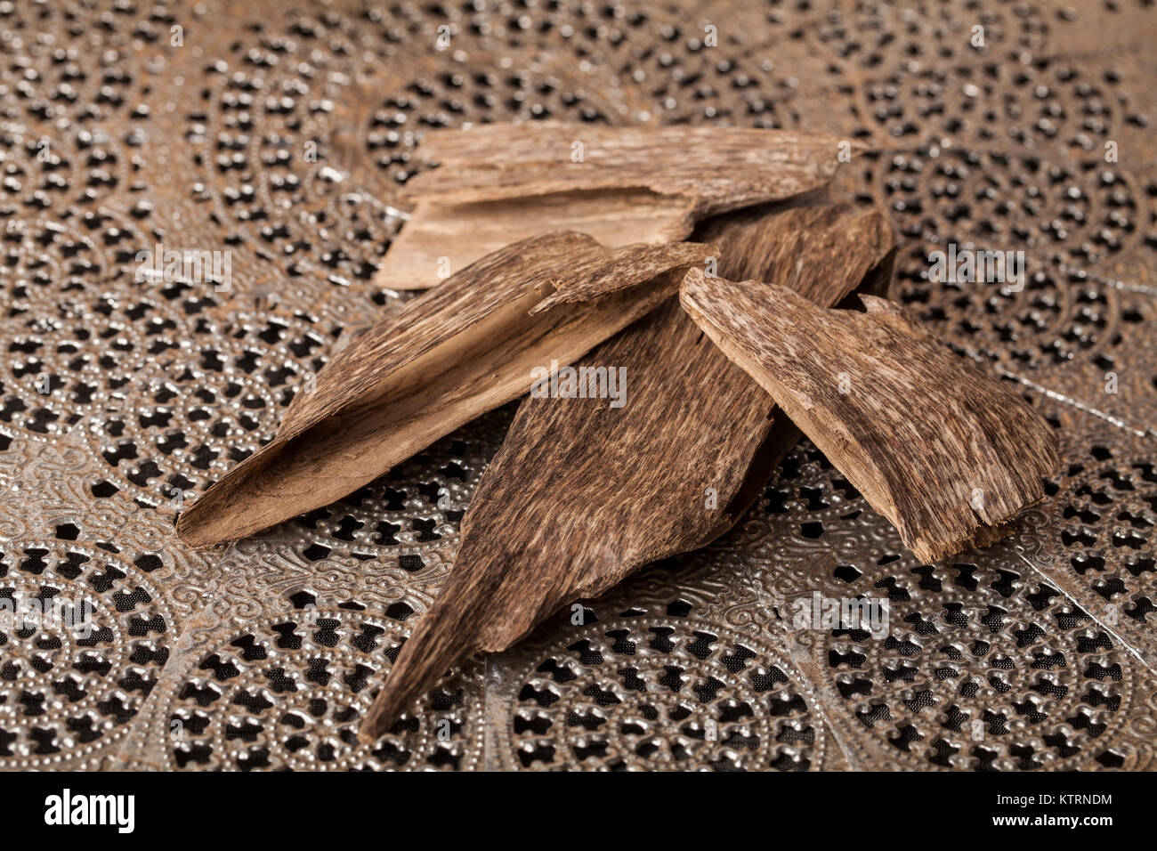 Agarwood, also called aloeswood incense chips from Thailand Stock Photo