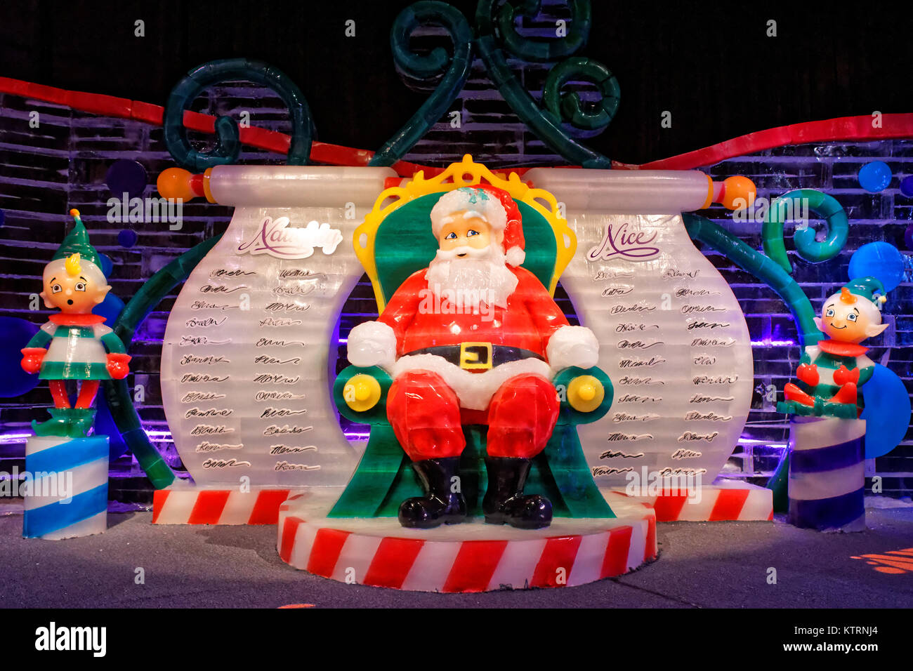 Ice sculptures at the ICE! Christmas Around the World event, Gaylord Palm resort, Orlando Florida Stock Photo