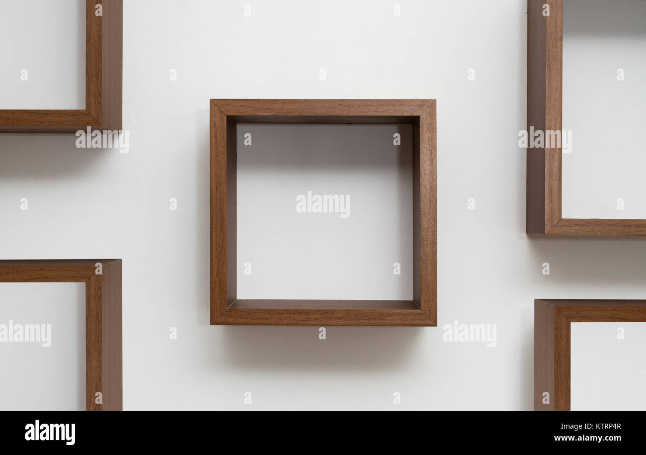 Brown shelves on white wall Royalty Free Vector Image