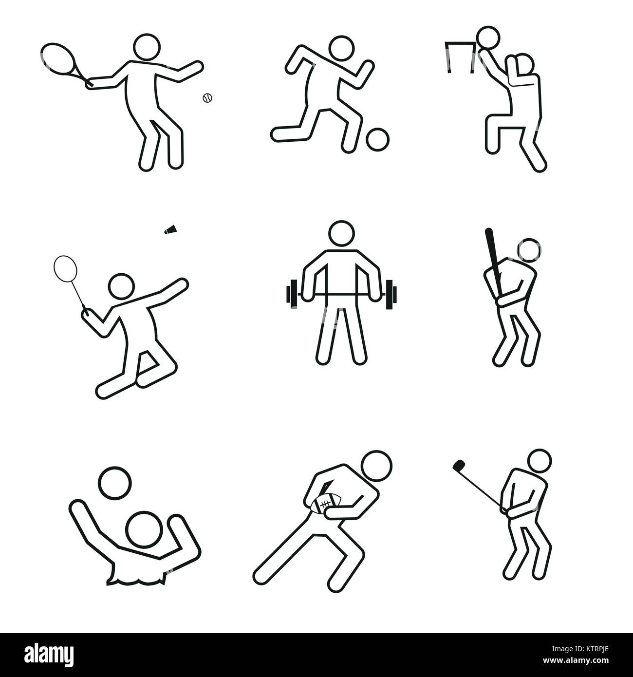 Sport Figure Outline Symbol Vector Illustration Graphic Design Set Stock Vector
