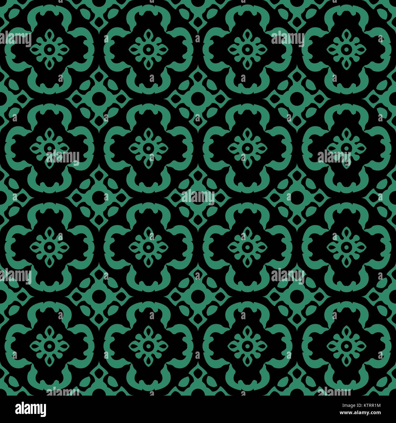 Antique seamless green background round curve flower geometry Stock ...