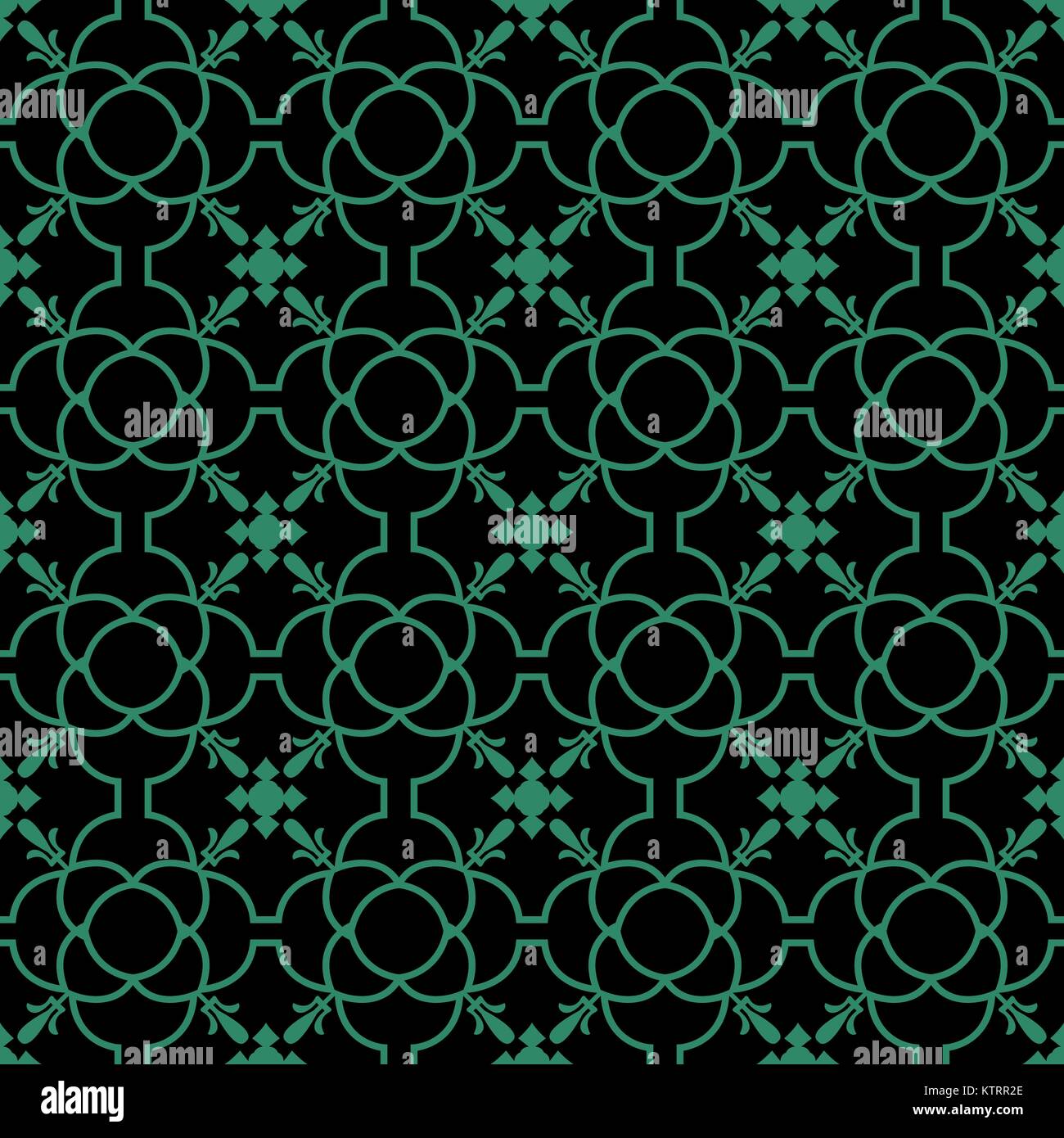 Antique seamless green background round curve flower line Stock Vector ...