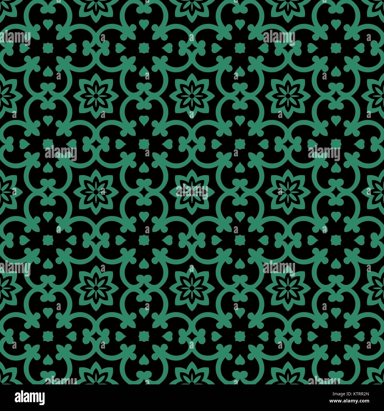 Antique seamless green background curve flower kaleidoscope Stock ...