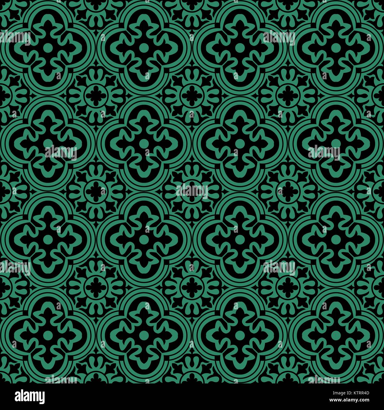 Antique seamless green background round curve flower cross Stock Vector ...
