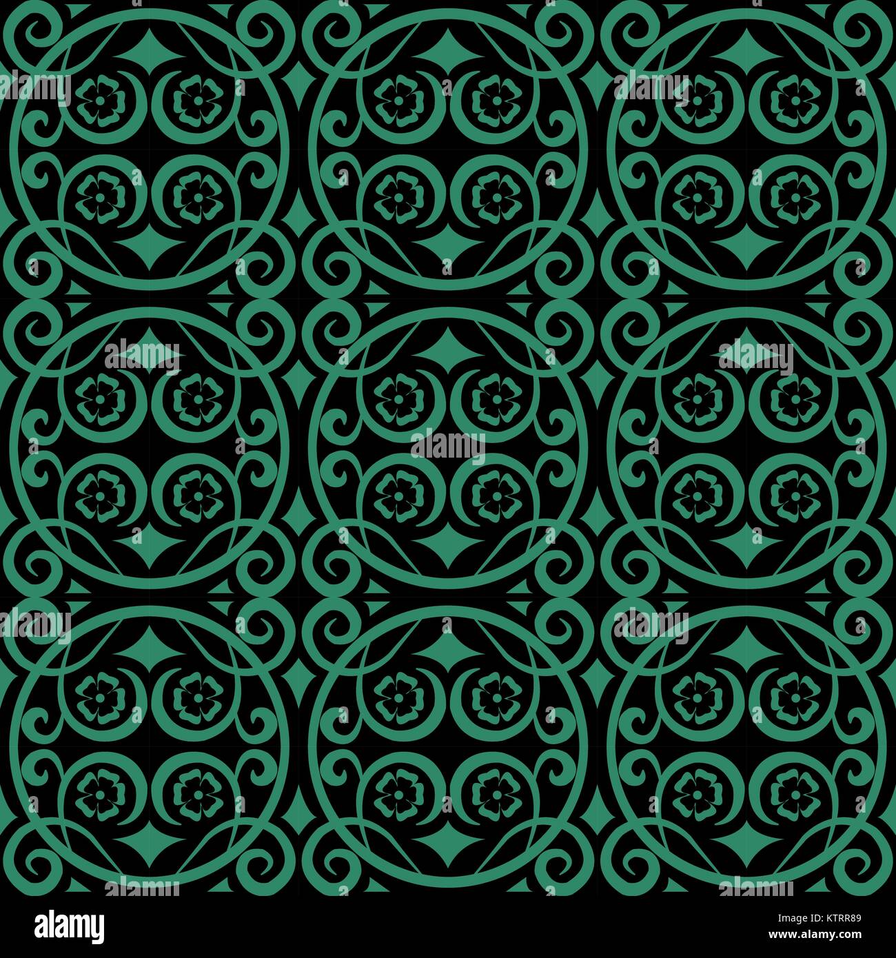 Antique seamless green background round spiral flower vine Stock Vector ...