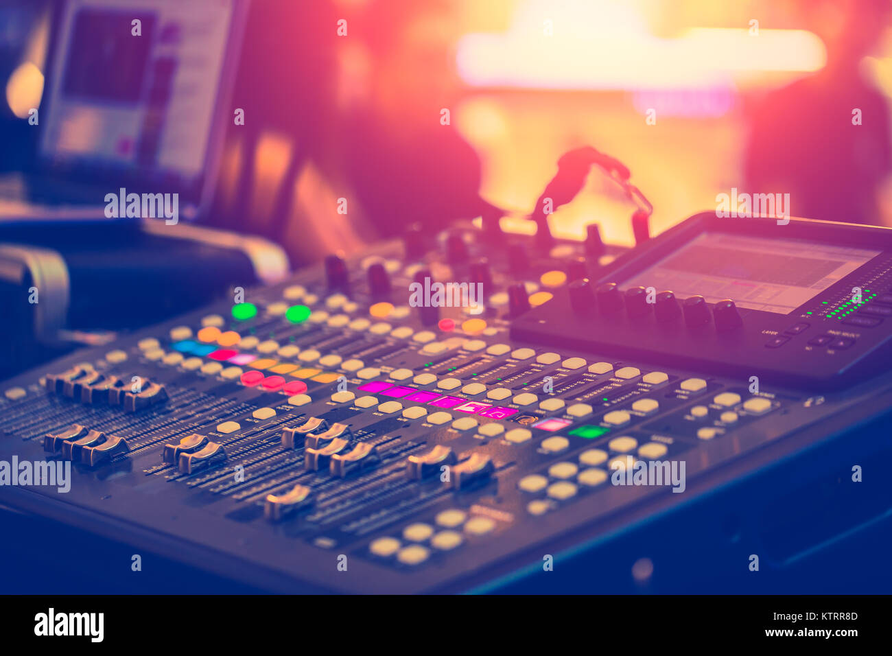 Audio Sound Mixer Adjusting Professional Sound Engineer Operator in