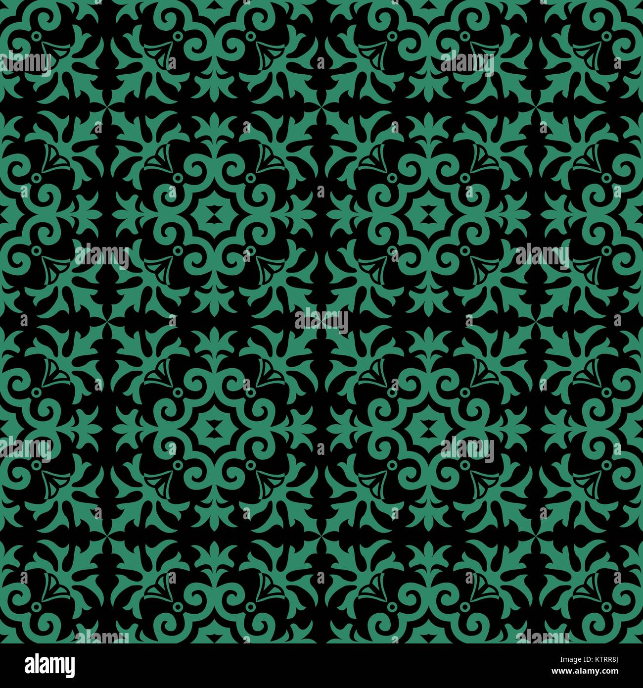 Antique seamless green background spiral plant flower curve Stock ...
