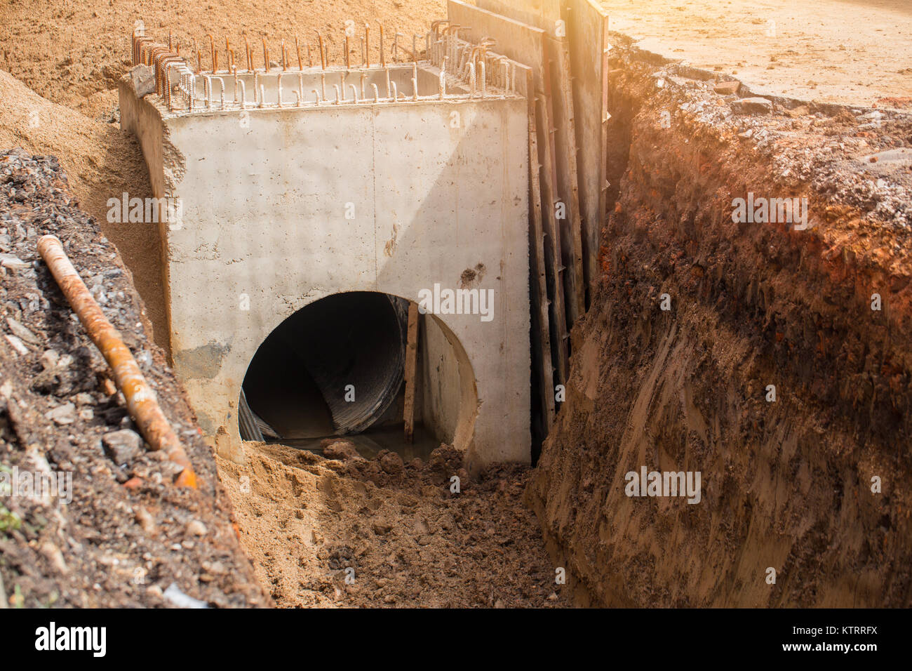 building underground drain water pipe Stock Photo Alamy