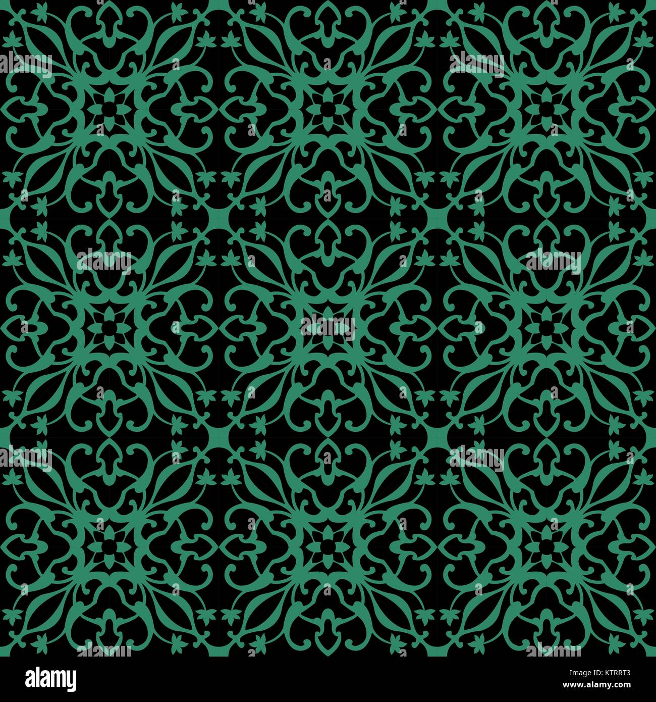 Antique seamless green background vine spiral flower kaleidoscope Stock ...