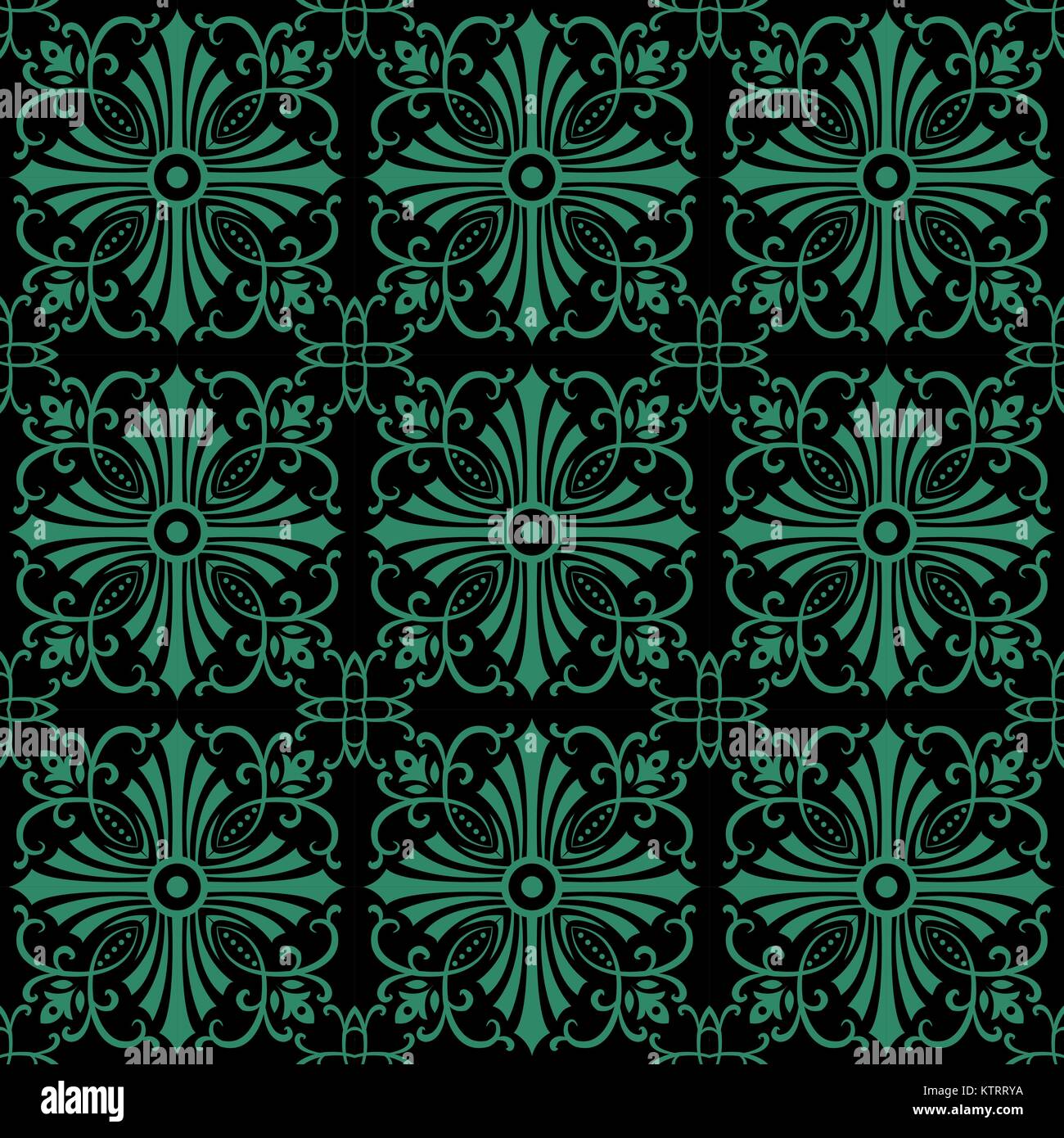 Antique seamless green background cross spiral vine kaleidoscope Stock ...