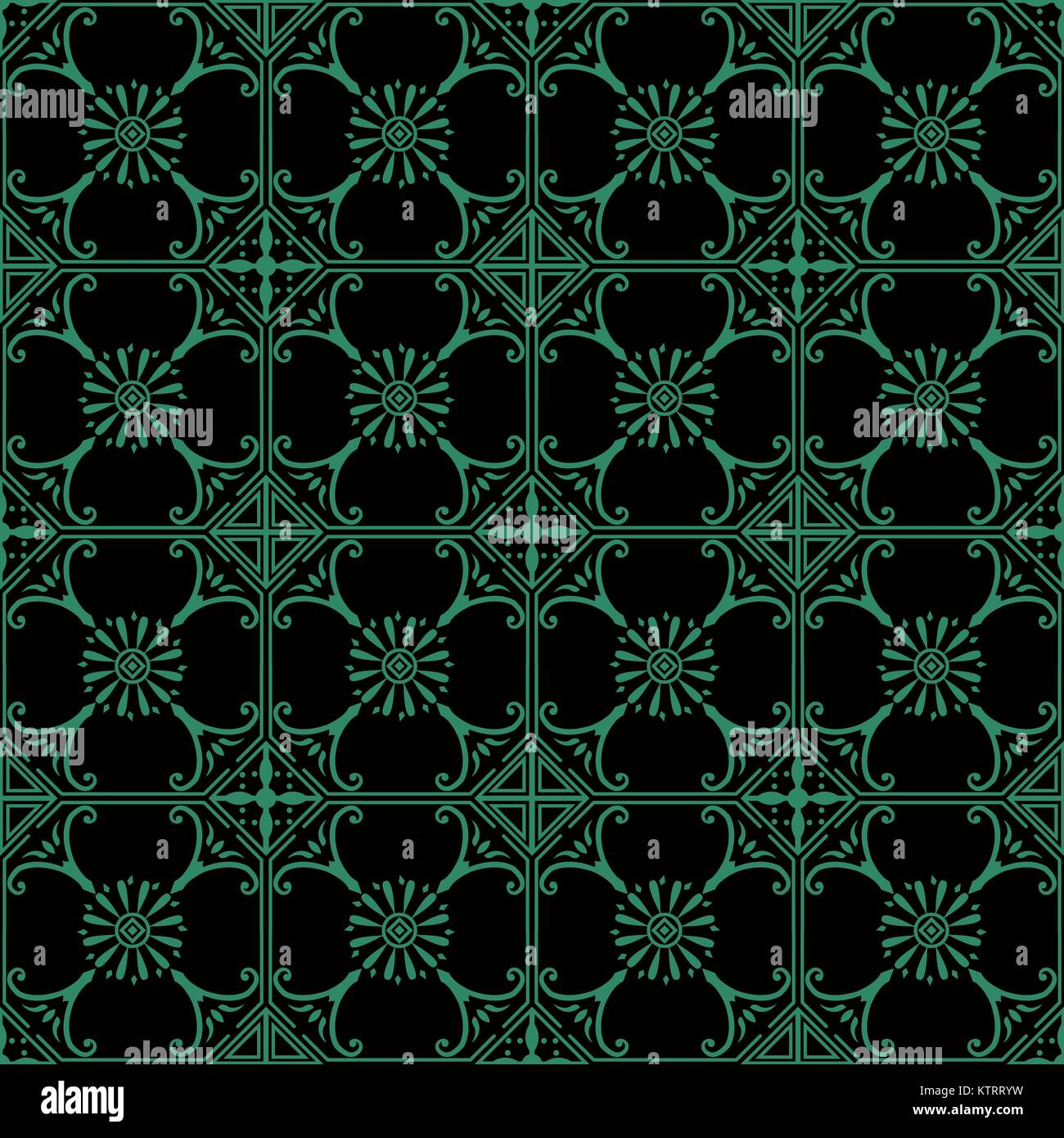 Antique seamless green background spiral flower curve cross Stock ...