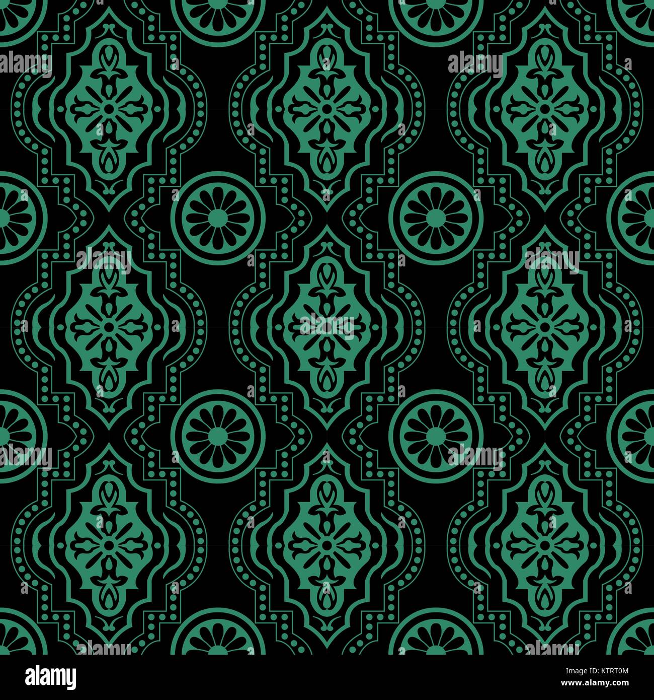 Antique seamless green background round flower dot geometry Stock ...