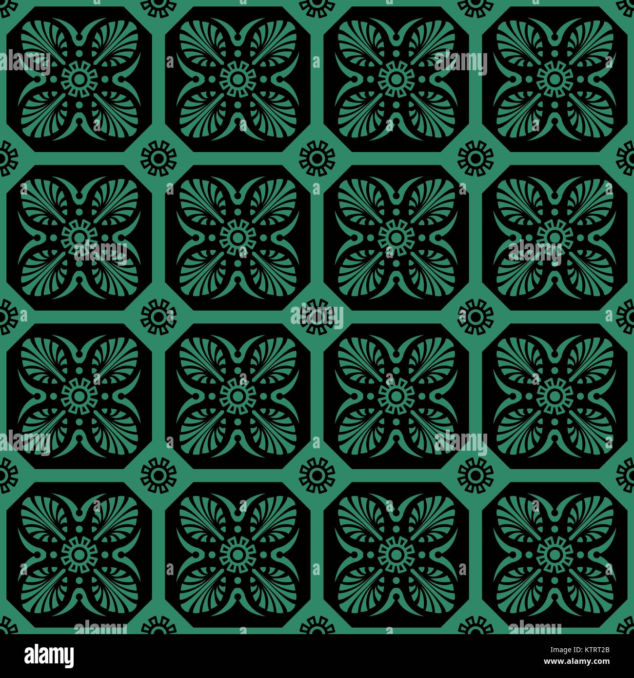 Antique seamless green background fan cross flower Stock Vector Image ...