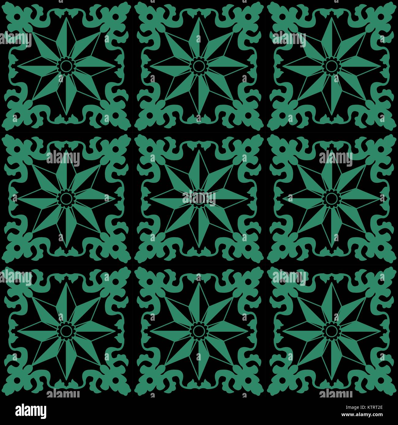 Antique seamless green background leaf spiral vine flower Stock Vector ...