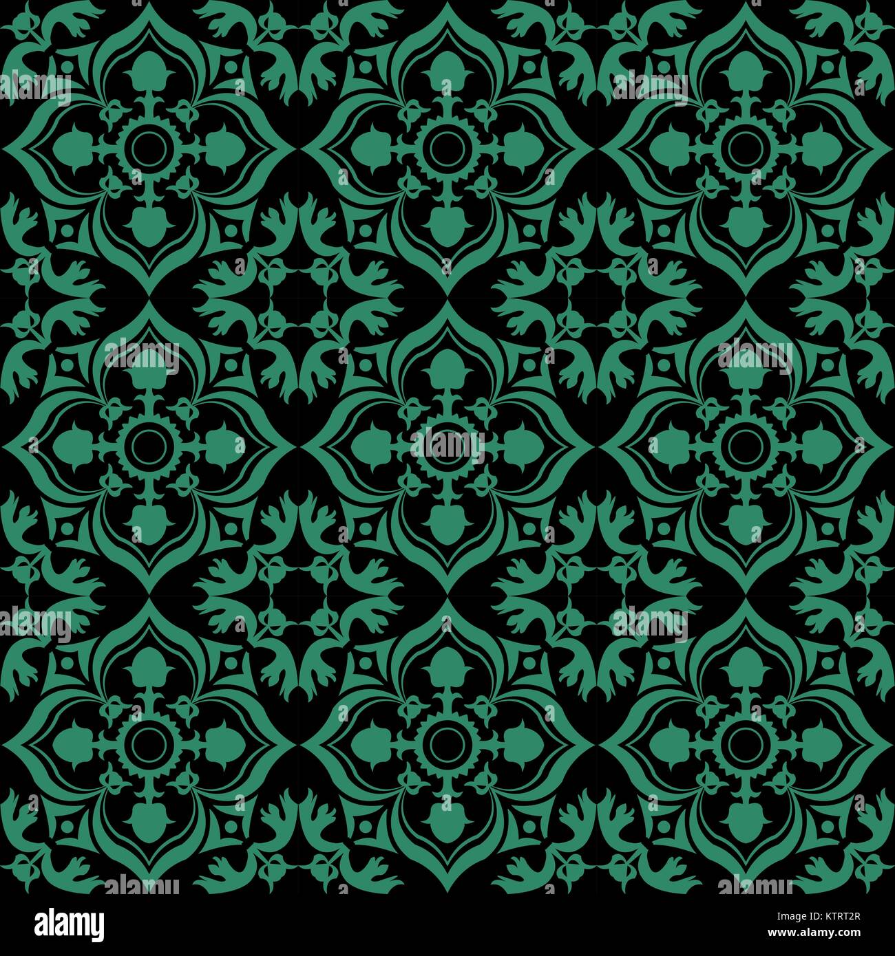Antique seamless green background flower leaf vine kaleidoscope Stock ...