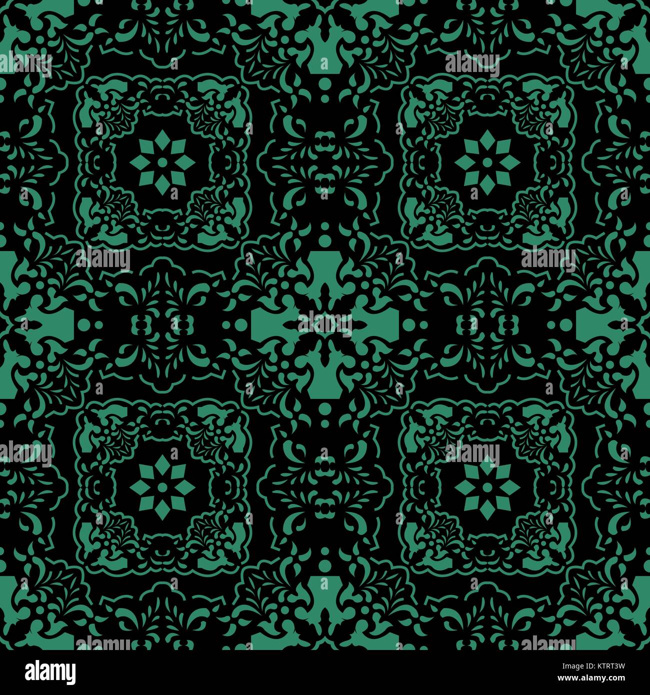 Antique seamless green background flower kaleidoscope geometry Stock ...