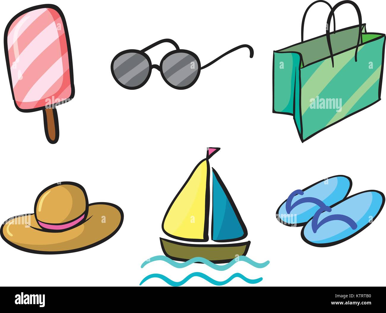 illustration of various holiday objects on a white background Stock ...