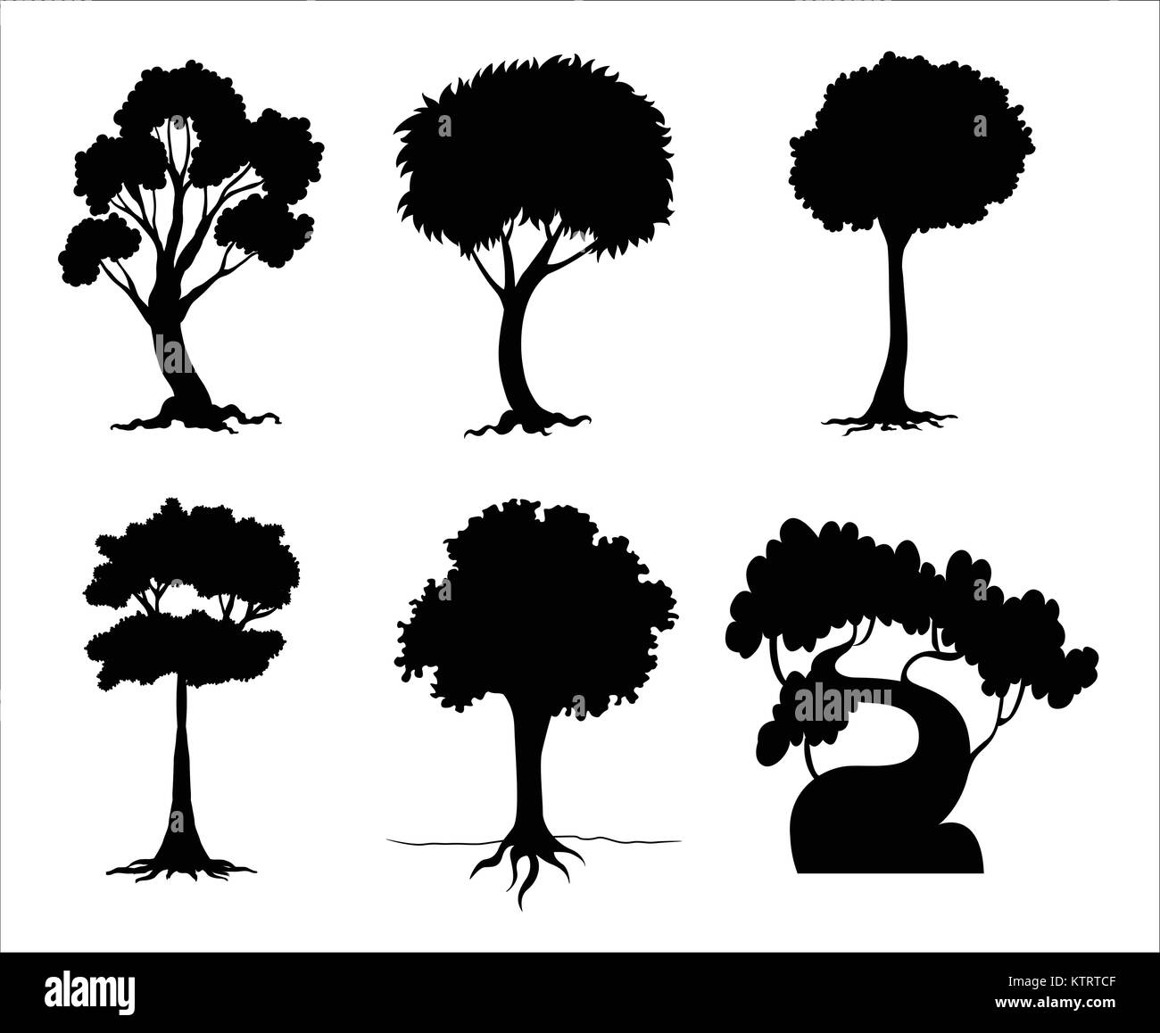 Illustration of tree and plant silhouettes Stock Vector Image & Art - Alamy
