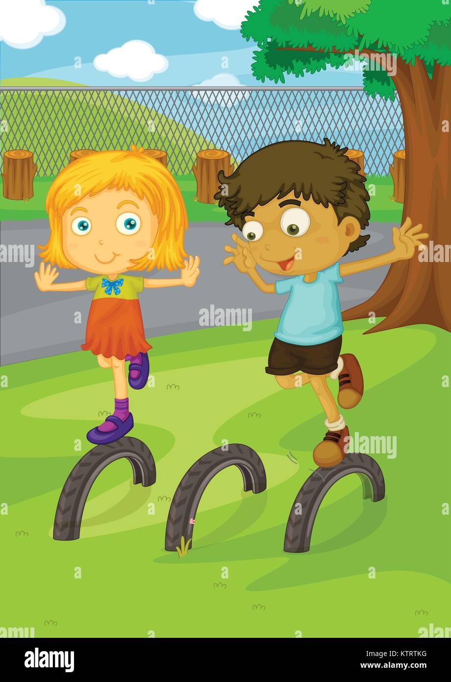 Illustration of kids in the park Stock Vector Image & Art - Alamy