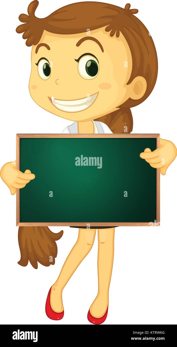 Illustration of a cartoon character holding a blank board Stock Vector ...