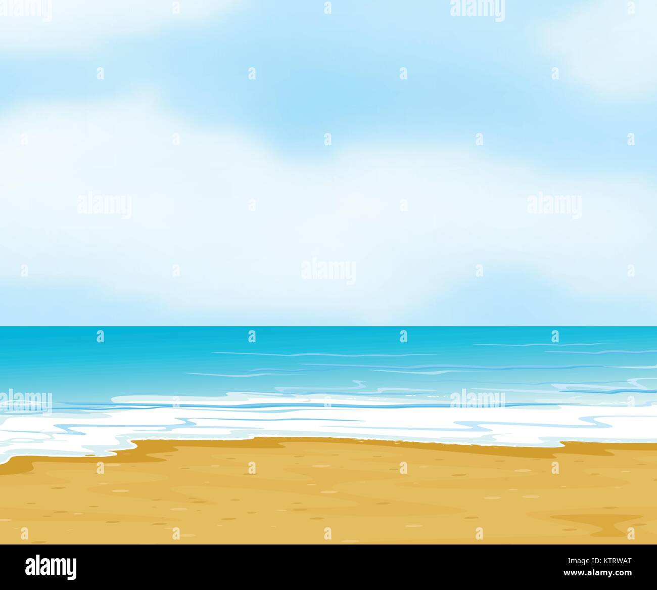 illustration of an ocean and a beach in a beautiful nature Stock Vector ...