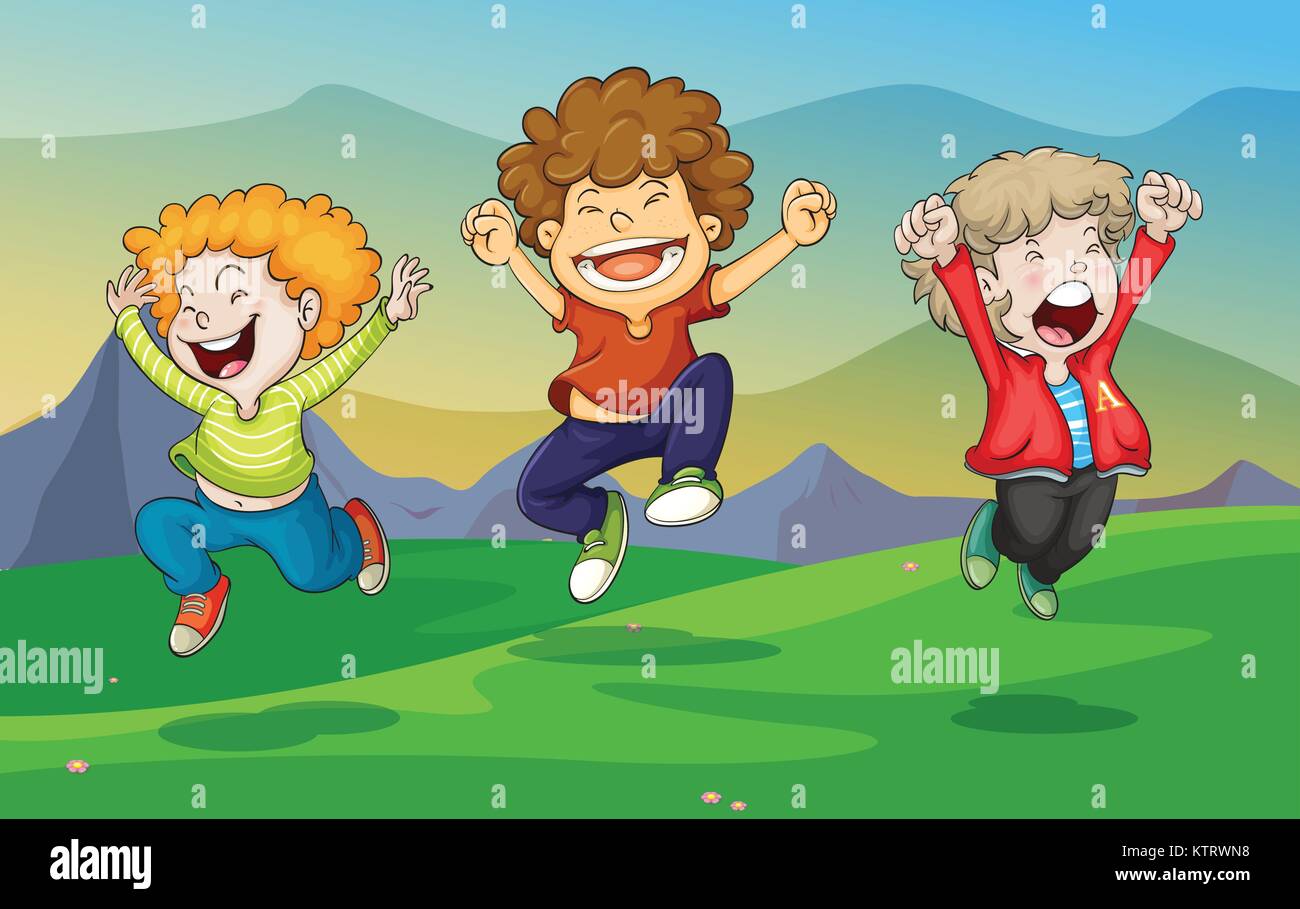 illustration of a kids playing in nature Stock Vector Image & Art - Alamy